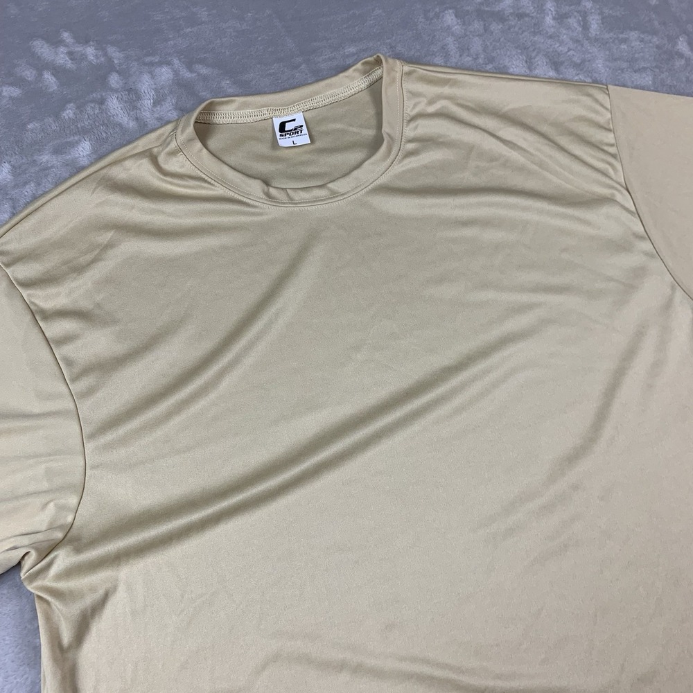 New C2 Sport T Shirt Mens Large Gold Short Sleeve Performance Polyester Sports